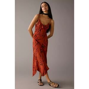 Anthropologie Ruffled V-Neck Slip Dress, Size S